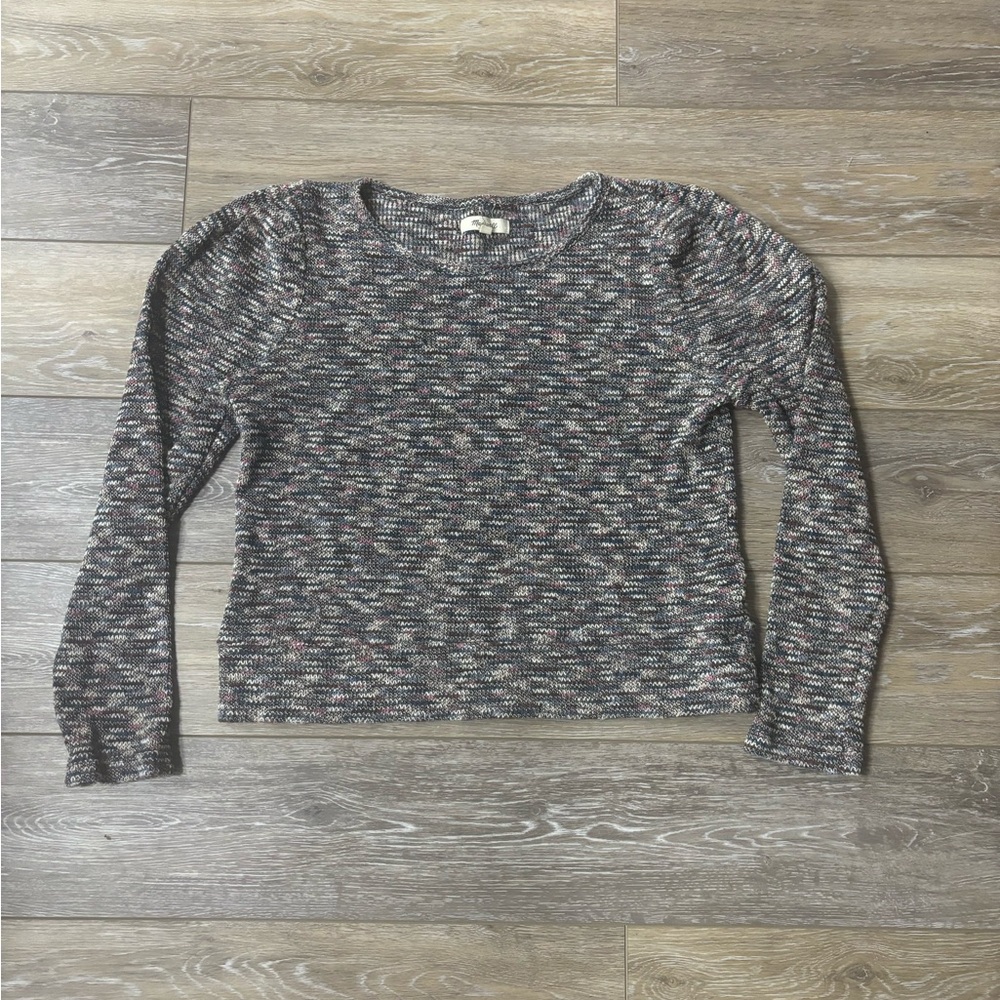 Madewell Sweater Sz S Cropped Multicolor Puff Long Sleeve Casual Cozy